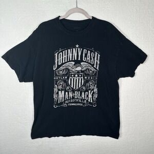 Johnny Cash Man In Black T-Shirt Large Black Distressed Western Gothic Americana